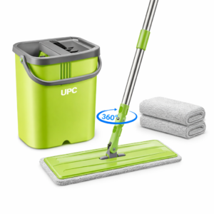 UPC Microfiber Bucket 360? Flexible Head|Floor Cleaning Pocha Flat Mop Mop Set (Green)
