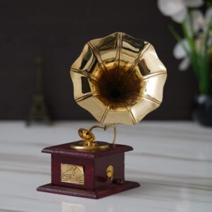 HOOMERT Brass Gramophone Showpiece For Home Decoration ...