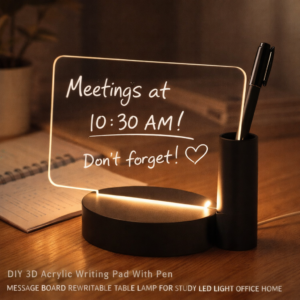 CPENSUS DIY 3D Acrylic Writing Pad With Pen Message Board Rewritable Table Lamp For Study LED Light Office Home Decor Gift