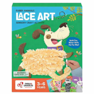 Chalk and Chuckles Lace Art Furry Animals, Develop Fine Motor Skills, Lacing Activity for Kids, Preschooler DIY Craft Kit, Birthday Gifts for Boys & Girls, Ages 3, 4, 5, 6, 7 Years, Travel Friendly