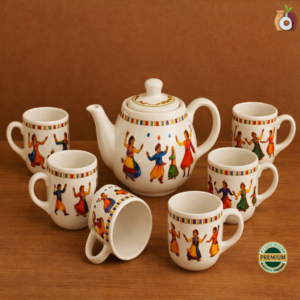 Handcrafted Ceramic Tea Pot Set with 6 Cups