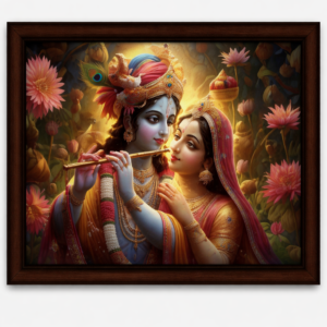 Masstone Radhe Krishna with Flute UV Textured Effect Fr...