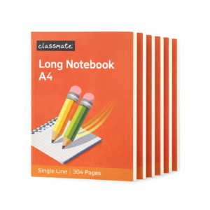 Classmate Long Notebook - A4, Soft Cover, 304 Pages, Single Line (Pack of 6)