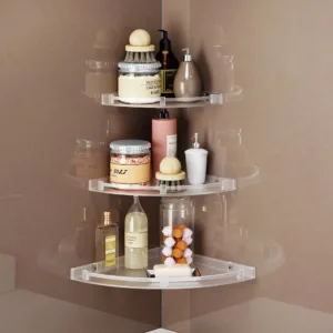GLOXY 3-Tier Acrylic Corner Shelf | Wall Mounted Bathro...