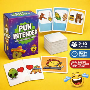 Pun Intended - Hilarious Picture Guessing Card Game for Families & Adults, Fast-Paced Wordplay Fun, Gifts for Pun & Game Lovers, 2-10 Players