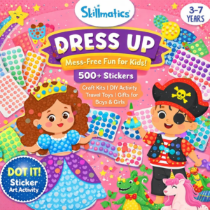 Skillmatics Dot It Sticker Art Activity - Dress Up, Mess-Free Fun for Kids, 500+ Stickers, Craft Kits, DIY Activity, Travel Toys, Gifts for Boys & Girls Ages 3, 4, 5, 6, 7-Paper,Multicolor