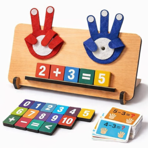 Wembley Montessori Maths Learning Educational Toys for 3+ Years Old Boys & Girls | Finger Counting Hands with Number Blocks | Learn Numbers, Addition & Subtraction | Birthday Gift for Kids Age 3-5