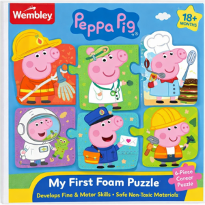 Wembley Peppa Pig - My First Foam Puzzle for Kids Boys & Girls 18 Months & Above Develops Fine & Motor Skills 6-Piece Career Puzzle Safe Non-Toxic Materials Interactive Toy for Toddlers