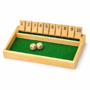 Wooden Shut Box Game with Dice - Classic Family Fun Indoor Board Game for Kids & Adults, Green Felt Playing Area, Perfect for Game Night, Skill Development, and Entertainment for All Ages