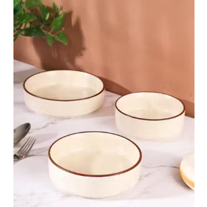 Ceramic Bowl Set , Ceramic Plate , Microwave Safe Serving Bowl Set , Bowl Set of 3 White Matte