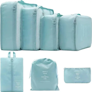 Vervita 7 Set Travel Organizer 3 Packing Cubes + 3 Pouc...