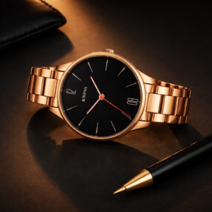 Titan Workwear Black Dial Rose Gold Stainless Steel Str...