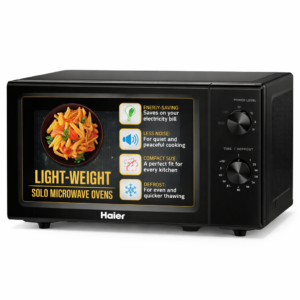 Haier 19 L Inverter Technology, Light Weight, Defrost, 5 Power Levels Solo Microwave Oven