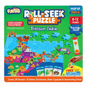 Roll N Seek India Map - Educational Board Game & Puzzle