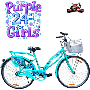 FOXGLOVE PURPLE 24 INCH AQUA GREEN GIRLS CYCLE FOR AGE .