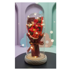 “Ellegant Glass Dome Love Showpiece with Glowing Lights & Couple Figurine