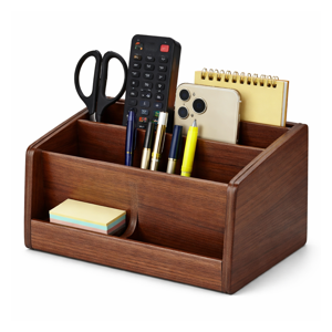 Raj enterprises 3 Compartments Wooden Desk organiser