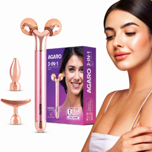 AGARO 3-In-1 Face Roller, 3D V-Roller Head, Pointer Head, Facial Roller Kit