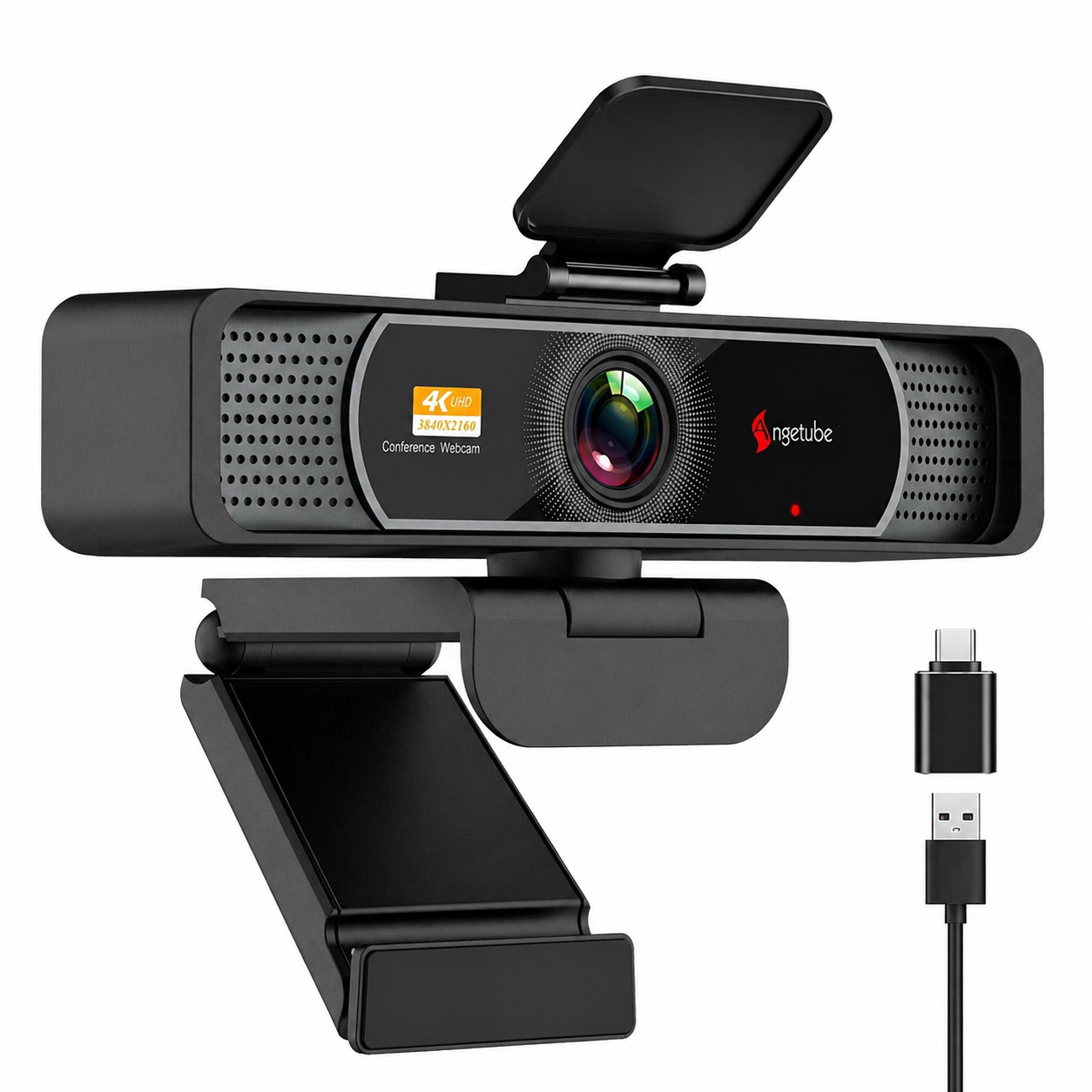 Angetube Wide Angle 4K Webcam for PC - 120° FOV, PDAF Autofocus, 2 Noise-