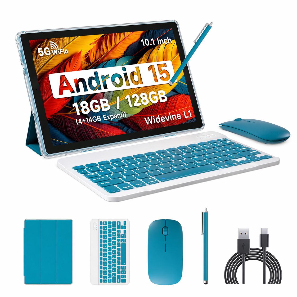 IWEGGO 15 Android Tablet, 10 18GB RAM + 128GB ROM2TB Expandable Tablet