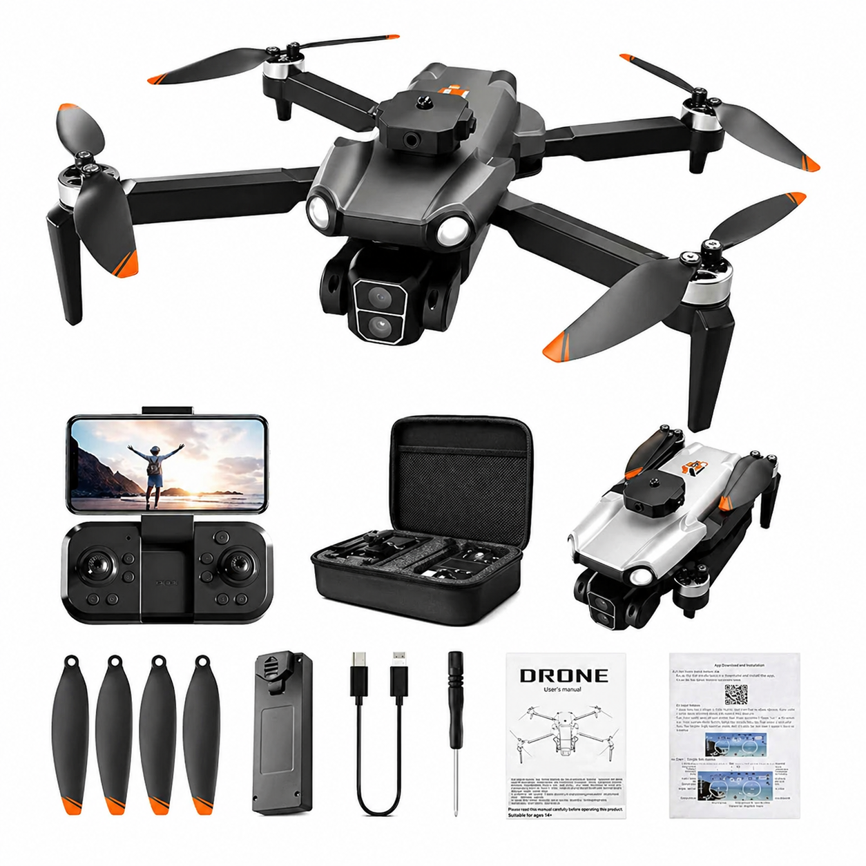 SUPER TOY 4k Remote Control Dual Camera Drone with 1080p Wi-Fi